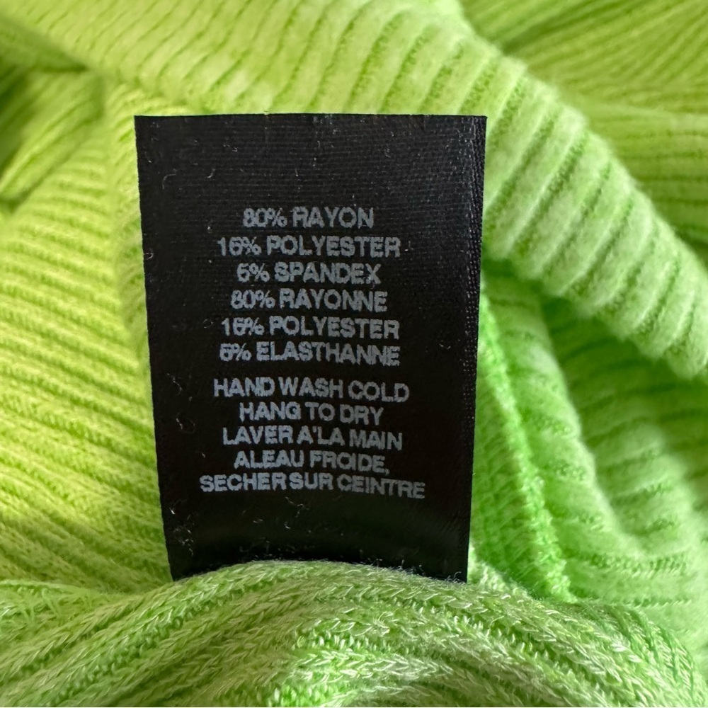 Anthropologie Amadi lime green v-neck cropped knit pull over sweater size XL - Picture 7 of 7